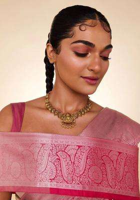 Sterling Silver Gold-Plated Temple Necklace for Women | Traditional Temple Jewellery for Wedding & Festive Wear | Gift for Her