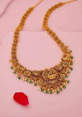 Copper Gold-Plated Temple Necklace for Women | Traditional Temple Jewellery for Wedding & Festive Wear | Gift for Her