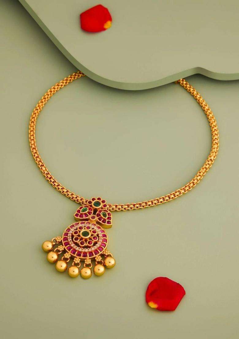 Sterling Silver Gold-Plated Temple Necklace for Women | Traditional Temple Jewellery for Wedding & Festive Wear | Gift for Her - Indya
