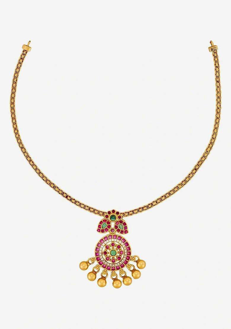 Sterling Silver Gold-Plated Temple Necklace for Women | Traditional Temple Jewellery for Wedding & Festive Wear | Gift for Her - Indya