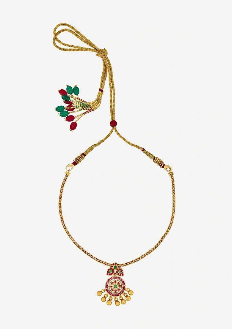 Sterling Silver Gold-Plated Temple Necklace for Women | Traditional Temple Jewellery for Wedding & Festive Wear | Gift for Her - Indya