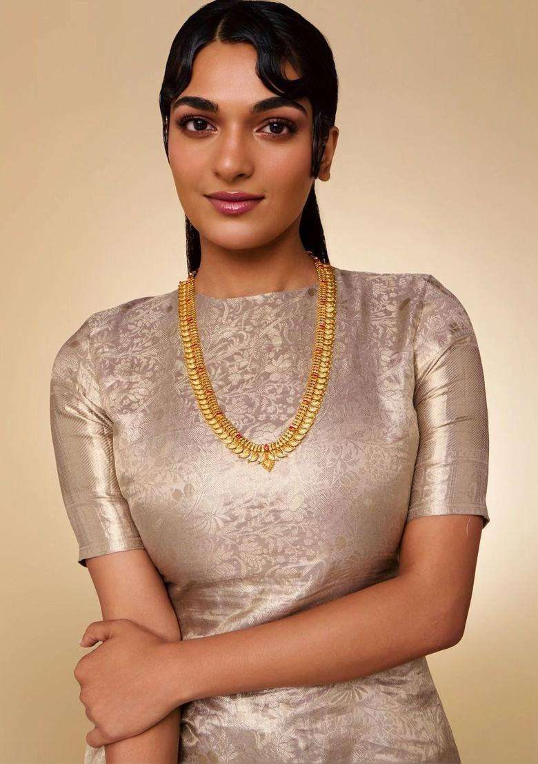 Sterling Silver Gold-Plated Temple Necklace for Women | Traditional Temple Jewellery for Wedding & Festive Wear | Gift for Her - Indya