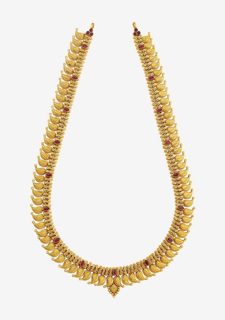 Sterling Silver Gold-Plated Temple Necklace for Women | Traditional Temple Jewellery for Wedding & Festive Wear | Gift for Her - Indya