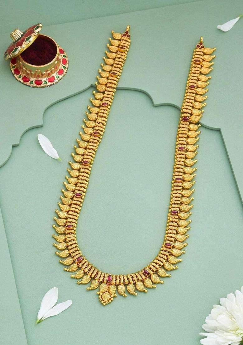 Sterling Silver Gold-Plated Temple Necklace for Women | Traditional Temple Jewellery for Wedding & Festive Wear | Gift for Her - Indya