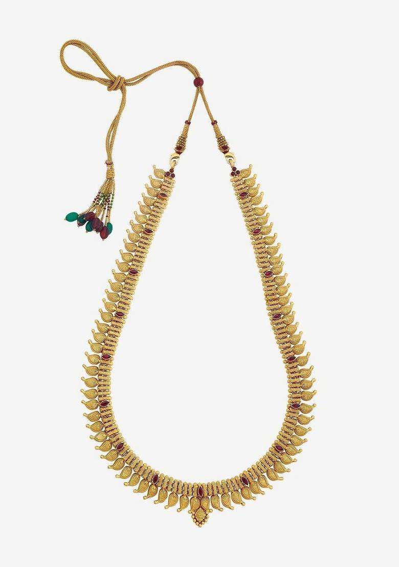 Sterling Silver Gold-Plated Temple Necklace for Women | Traditional Temple Jewellery for Wedding & Festive Wear | Gift for Her - Indya