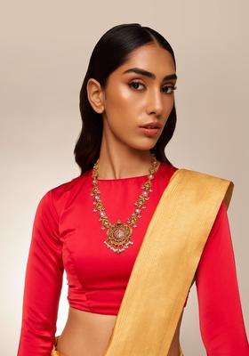 Sterling Silver Gold-Plated Temple Necklace for Women | Traditional Temple Jewellery for Wedding & Festive Wear | Gift for Her