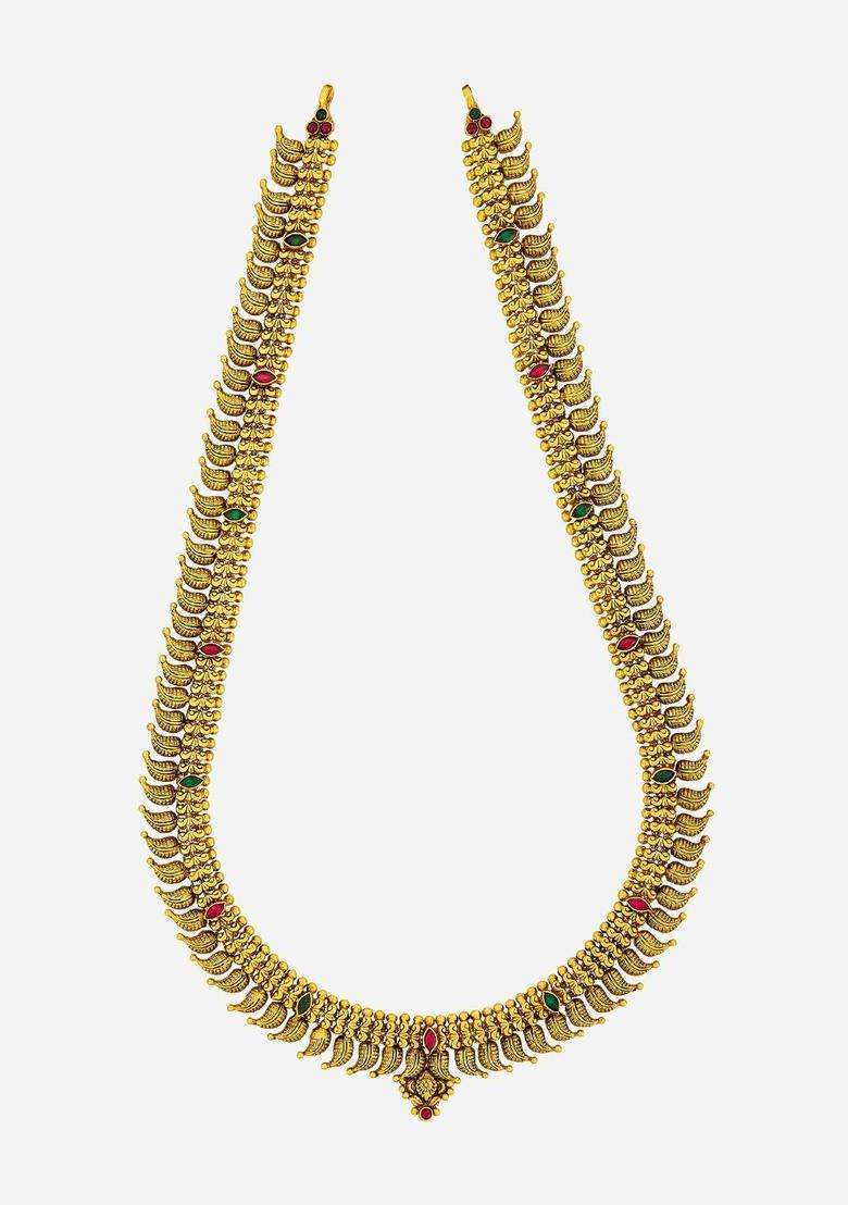Sterling Silver Gold-Plated Temple Necklace for Women | Traditional Temple Jewellery for Wedding & Festive Wear | Gift for Her - Indya