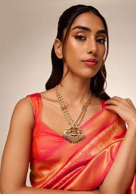 Sterling Silver Gold-Plated Temple Necklace for Women | Traditional Temple Jewellery for Wedding & Festive Wear | Gift for Her