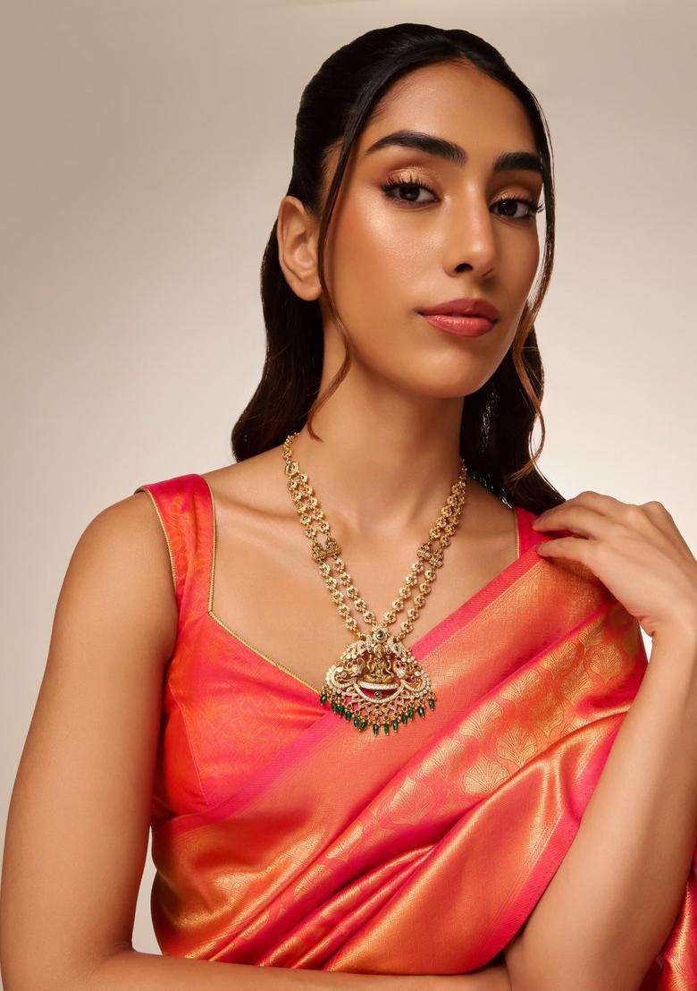 Sterling Silver Gold-Plated Temple Necklace for Women | Traditional Temple Jewellery for Wedding & Festive Wear | Gift for Her - Indya