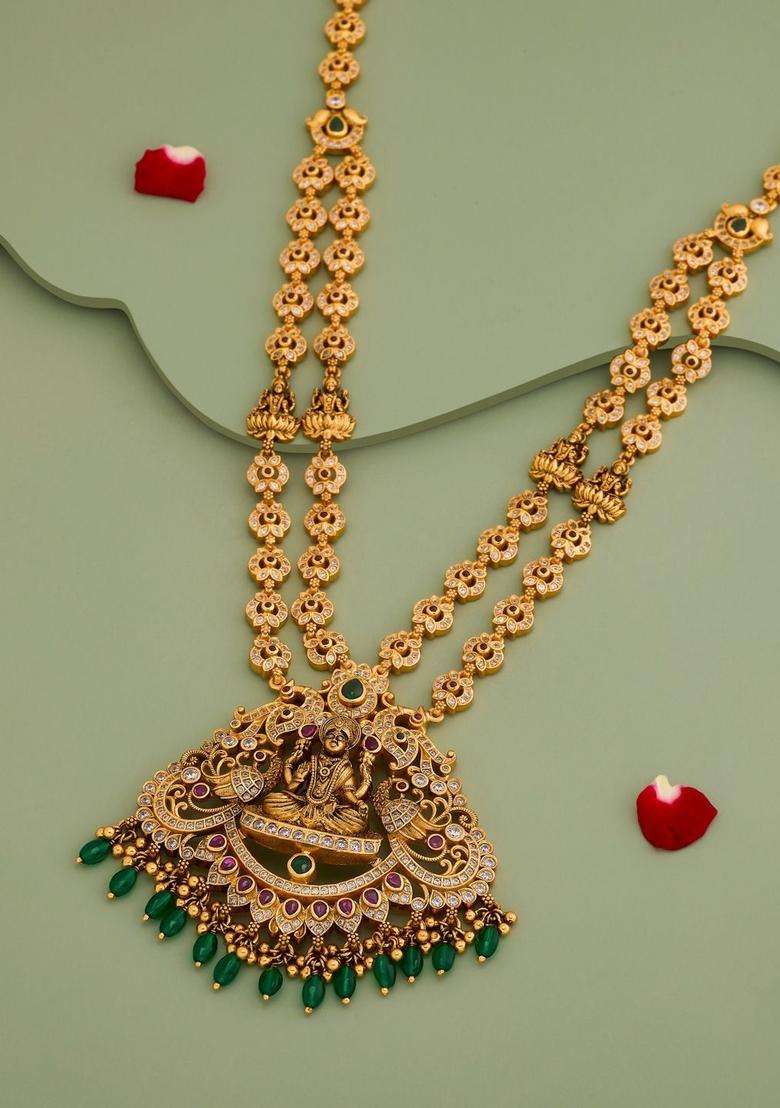 Sterling Silver Gold-Plated Temple Necklace for Women | Traditional Temple Jewellery for Wedding & Festive Wear | Gift for Her - Indya