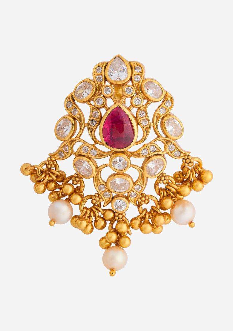 Gold-Plated Geometric Pendants for Women | Traditional Temple Jewellery for Wedding & Festive Wear | Gift for Her - Indya