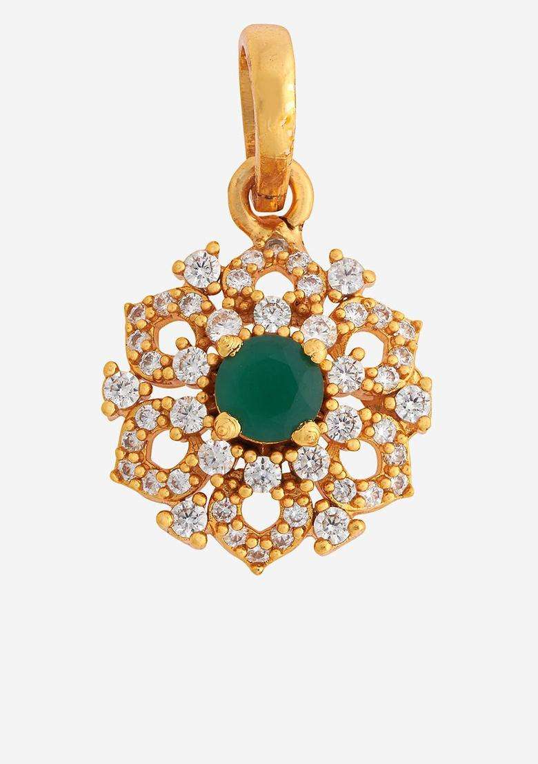 92.5 Pure Silver Gold-Plated Floral Pendant for Women | Traditional Temple Jewellery for Wedding & Festive Wear | Gift for Her - Indya