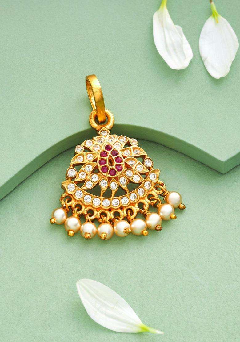Gold-Plated Geometric Pendants for Women | Traditional Temple Jewellery for Wedding & Festive Wear | Gift for Her - Indya