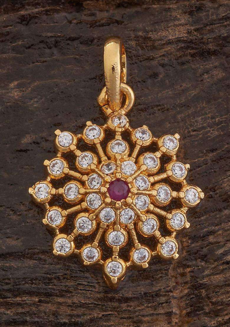 92.5 Pure Silver Gold-Plated Floral Pendant for Women | Traditional Temple Jewellery for Wedding & Festive Wear | Gift for Her - Indya