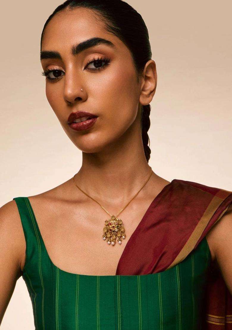 Gold-Plated Floral Pendants for Women | Traditional Temple Jewellery for Wedding & Festive Wear | Gift for Her - Indya