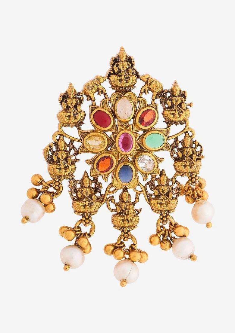 Gold-Plated Floral Pendants for Women | Traditional Temple Jewellery for Wedding & Festive Wear | Gift for Her - Indya