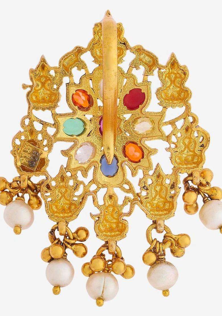 Gold-Plated Floral Pendants for Women | Traditional Temple Jewellery for Wedding & Festive Wear | Gift for Her - Indya