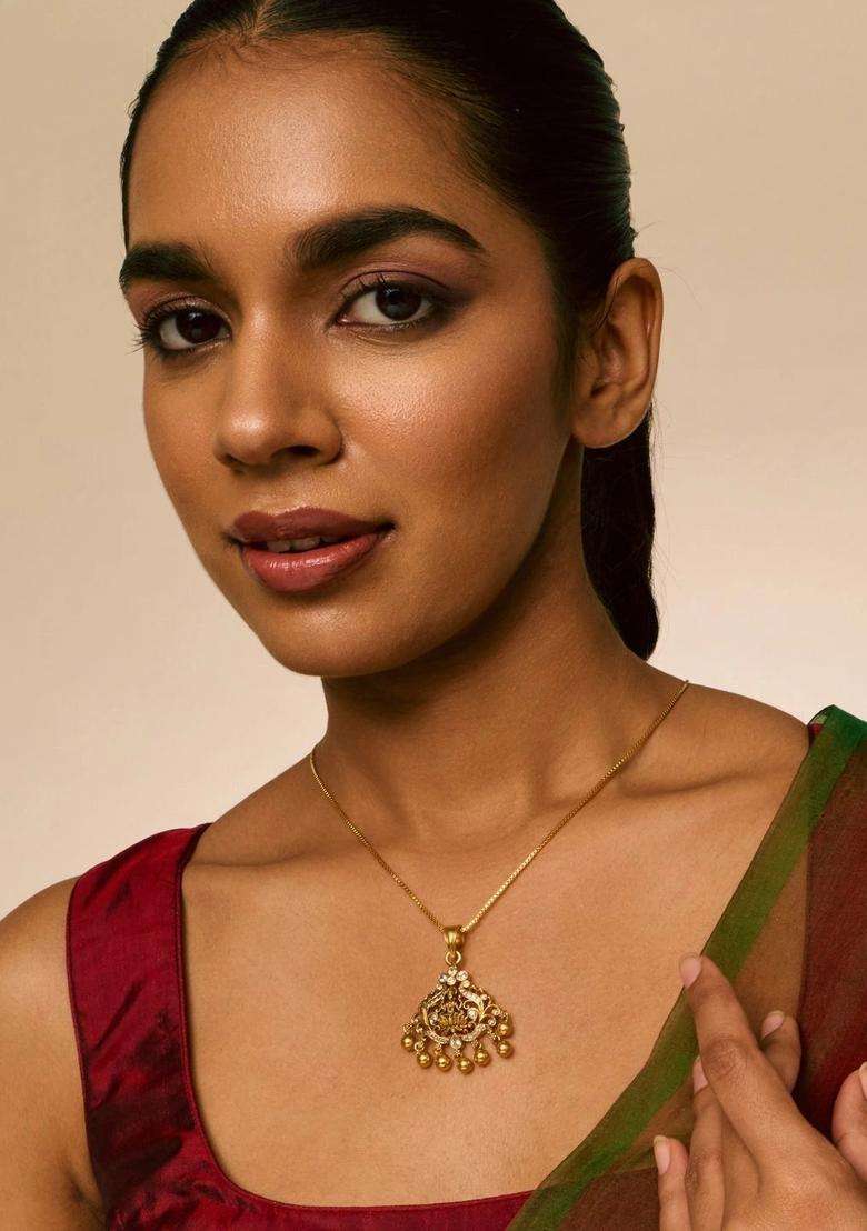 Gold-Plated Floral Pendants for Women | Traditional Temple Jewellery for Wedding & Festive Wear | Gift for Her - Indya