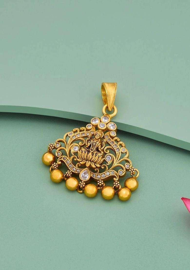 Gold-Plated Floral Pendants for Women | Traditional Temple Jewellery for Wedding & Festive Wear | Gift for Her - Indya
