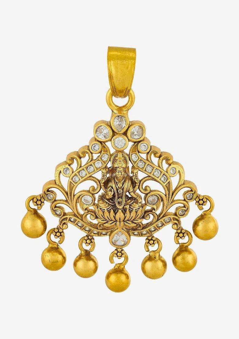 Gold-Plated Floral Pendants for Women | Traditional Temple Jewellery for Wedding & Festive Wear | Gift for Her - Indya