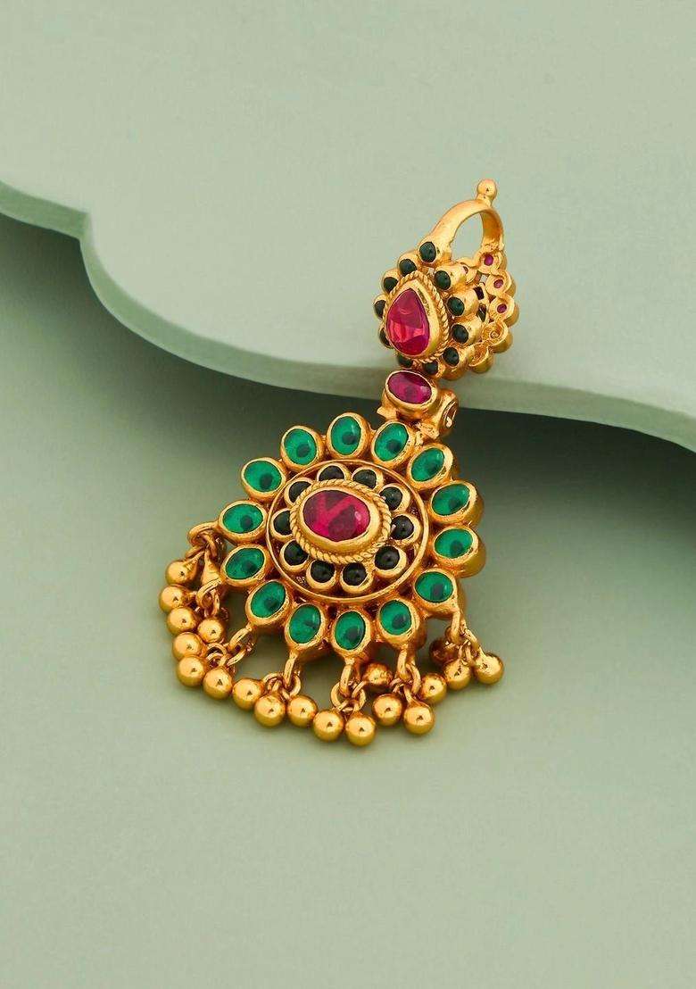 Gold-Plated Floral Pendants for Women | Traditional Temple Jewellery for Wedding & Festive Wear | Gift for Her - Indya