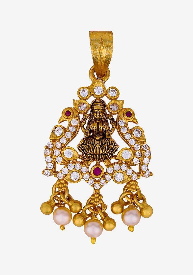 Gold-Plated Triangular Pendants for Women | Traditional Temple Jewellery for Wedding & Festive Wear | Gift for Her - Indya