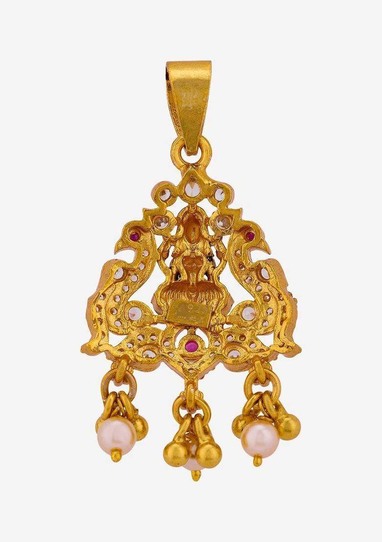 Gold-Plated Triangular Pendants for Women | Traditional Temple Jewellery for Wedding & Festive Wear | Gift for Her - Indya