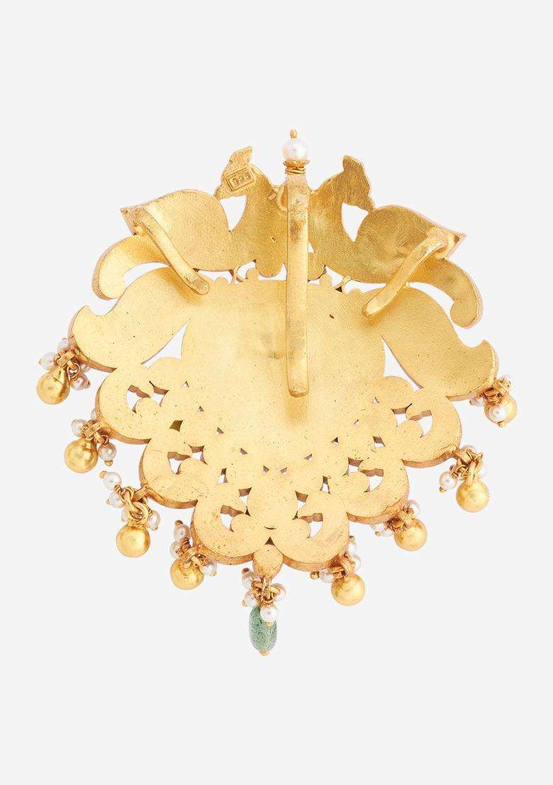 Gold-Plated Floral Pendants for Women | Traditional Temple Jewellery for Wedding & Festive Wear | Gift for Her - Indya