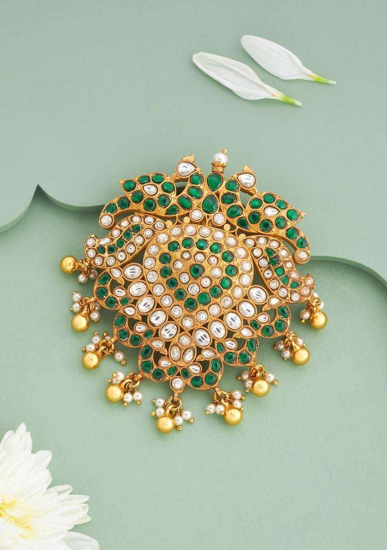 Gold-Plated Floral Pendants for Women | Traditional Temple Jewellery for Wedding & Festive Wear | Gift for Her - Indya