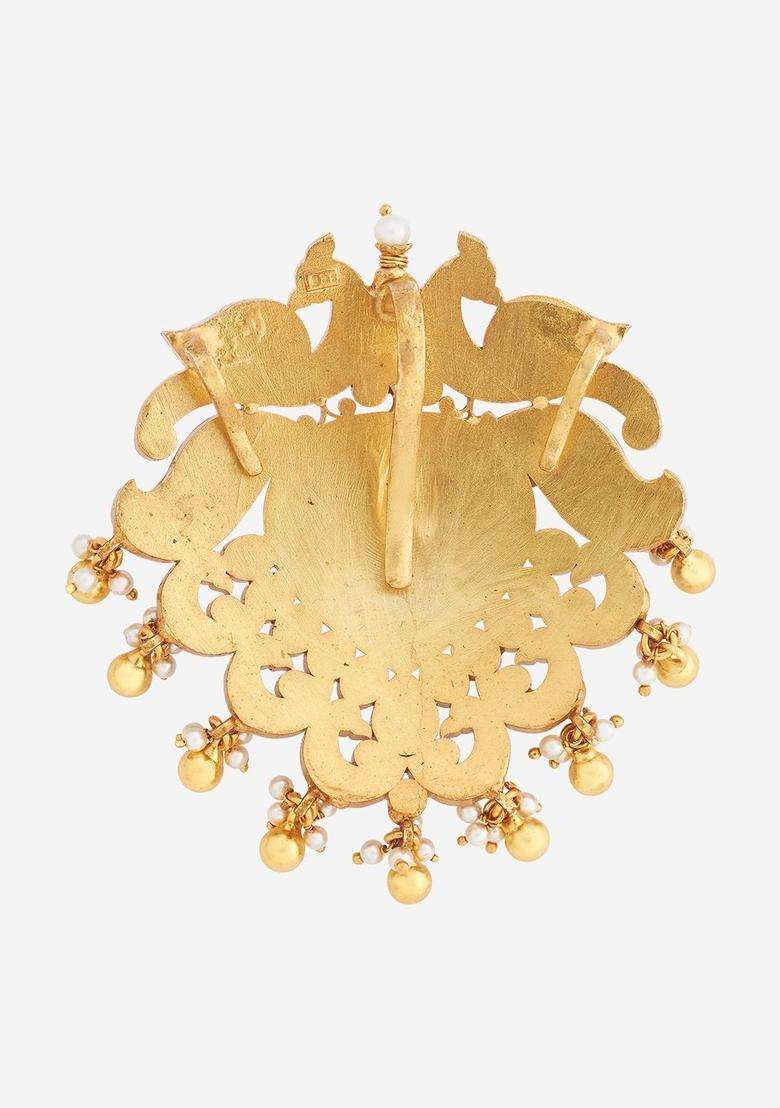 Gold-Plated Floral Pendants for Women | Traditional Temple Jewellery for Wedding & Festive Wear | Gift for Her - Indya