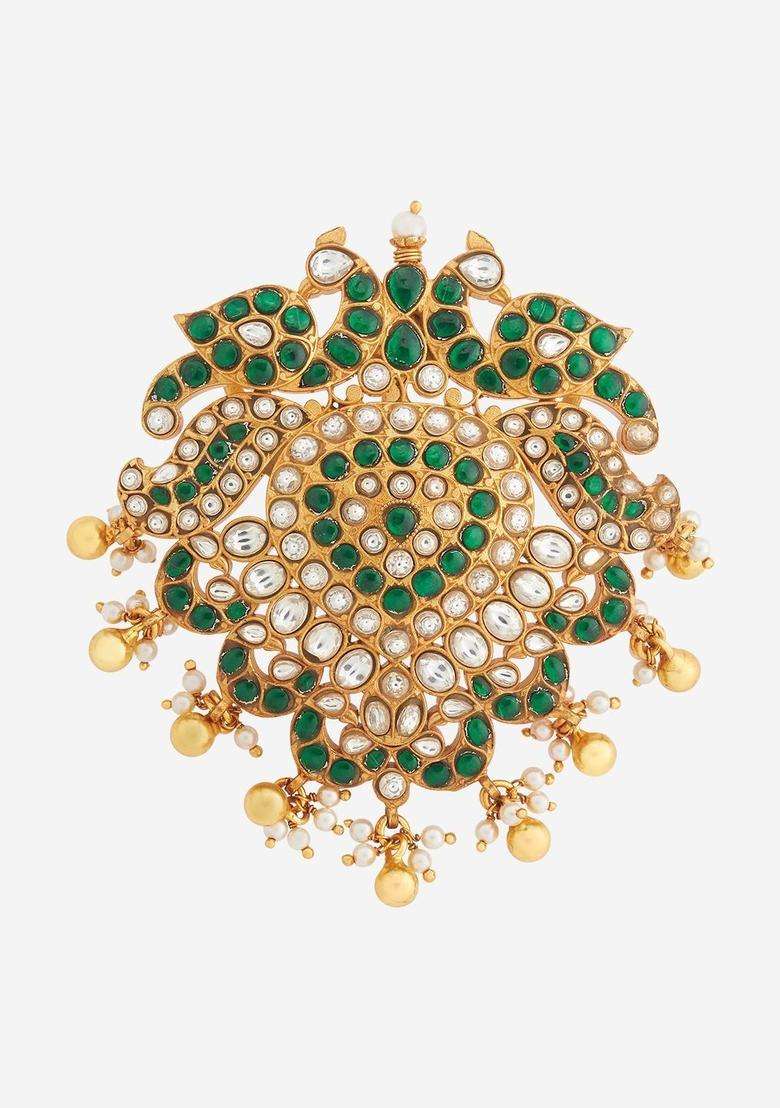 Gold-Plated Floral Pendants for Women | Traditional Temple Jewellery for Wedding & Festive Wear | Gift for Her - Indya