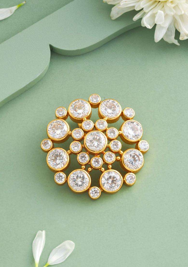 92.5 Pure Silver Gold-Plated Circular Pendant for Women | Traditional Temple Jewellery for Wedding & Festive Wear | Gift for Her - Indya