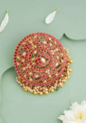 92.5 Pure Silver Gold-Plated Circular Pendant for Women | Traditional Temple Jewellery for Wedding & Festive Wear | Gift for Her