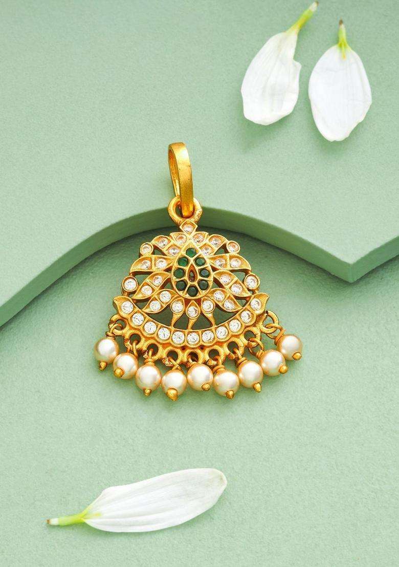 Gold-Plated Triangular Pendants for Women | Traditional Temple Jewellery for Wedding & Festive Wear | Gift for Her - Indya