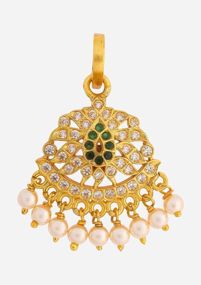 Gold-Plated Triangular Pendants for Women | Traditional Temple Jewellery for Wedding & Festive Wear | Gift for Her - Indya