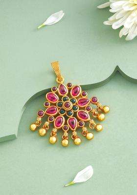 Gold-Plated Floral Pendants for Women | Traditional Temple Jewellery for Wedding & Festive Wear | Gift for Her