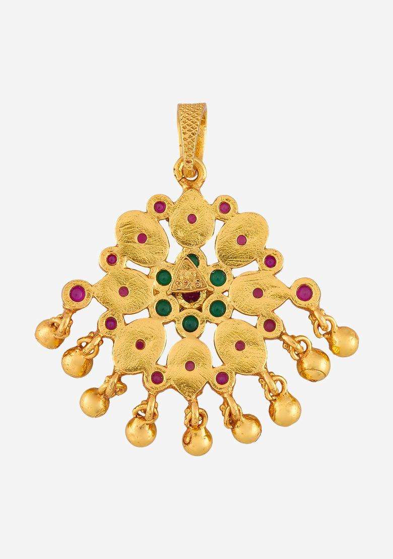 Gold-Plated Floral Pendants for Women | Traditional Temple Jewellery for Wedding & Festive Wear | Gift for Her - Indya