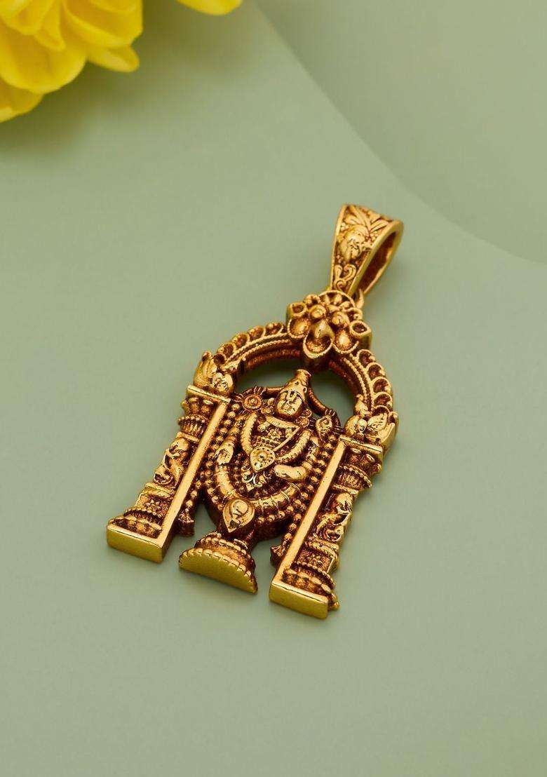 92.5 Sterling Silver Gold-Plated Contemporary Pendants for Women | Traditional Temple Jewellery for Wedding & Festive Wear | Gift for Her - Indya