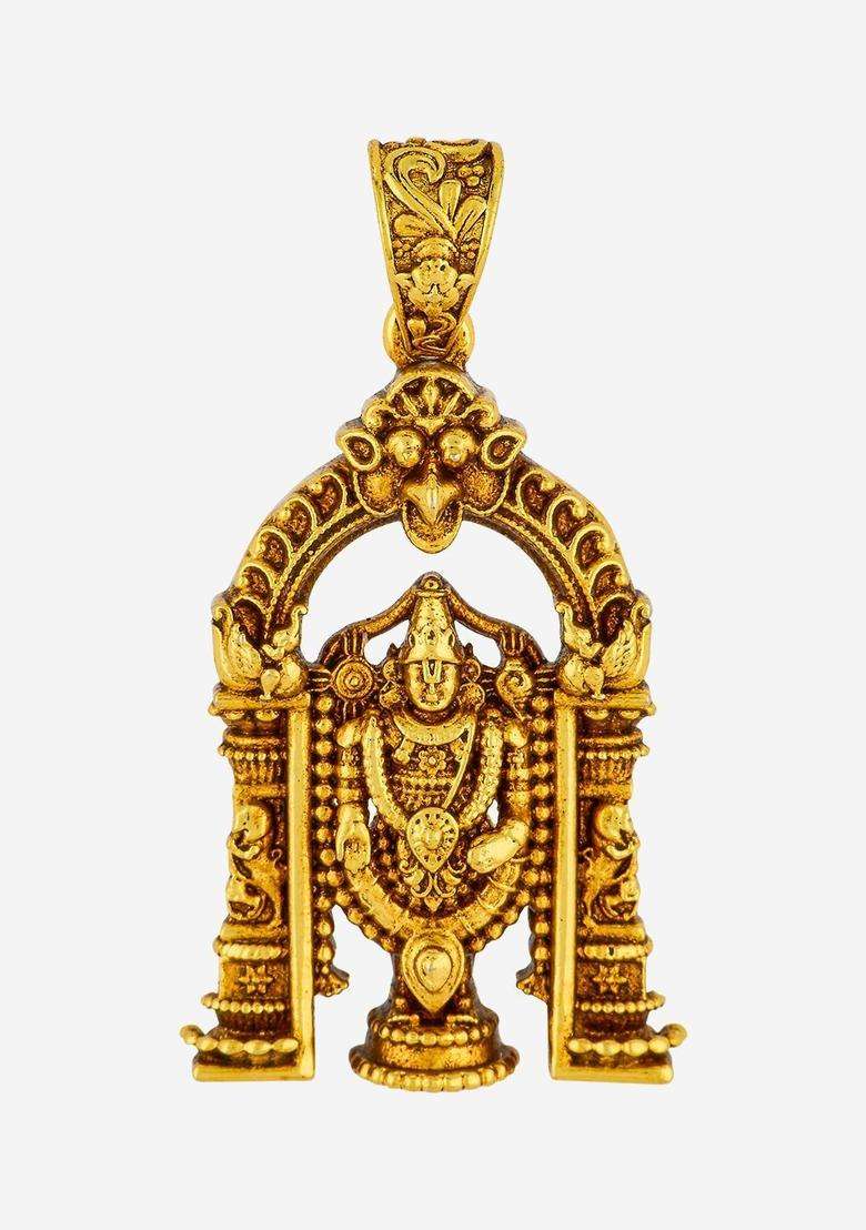92.5 Sterling Silver Gold-Plated Contemporary Pendants for Women | Traditional Temple Jewellery for Wedding & Festive Wear | Gift for Her - Indya