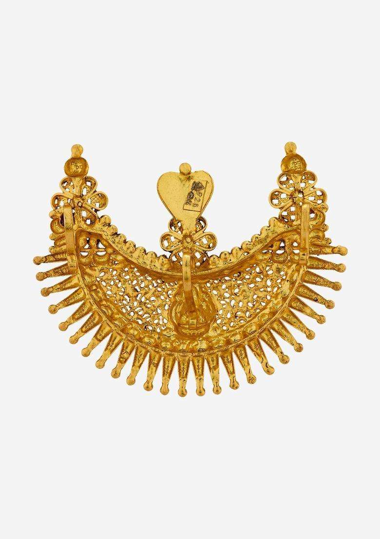 92.5 Sterling Silver Gold-Plated Stones Contemporary Pendants for Women | Traditional Temple Jewellery for Wedding & Festive Wear | Gift for Her - Indya
