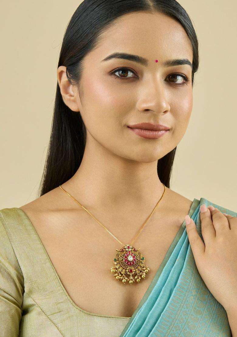 Embellished Bridal Contemporary Pendants for Women | Traditional Temple Jewellery for Wedding & Festive Wear | Gift for Her - Indya