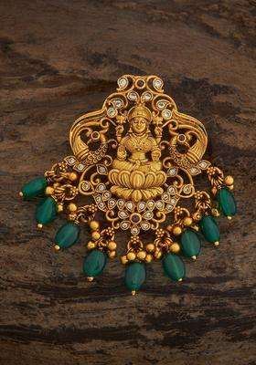Gold-Plated Embellished Bridal 92.5 Silver CZ- Contemporary Pendant for Women | Traditional Temple Jewellery for Wedding & Festive Wear | Gift for Her