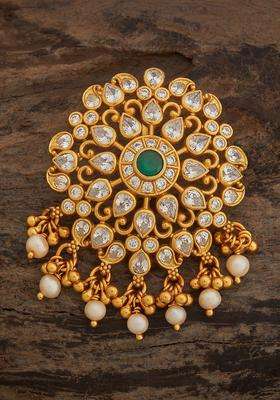Gold-Plated Embellished Bridal 92.5 Silver CZ- Contemporary Pendant for Women | Traditional Temple Jewellery for Wedding & Festive Wear | Gift for Her