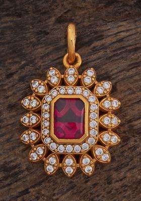 Embellished Bridal 92.5 Pure Silver Gold-Plated Square Pendants for Women | Traditional Temple Jewellery for Wedding & Festive Wear | Gift for Her