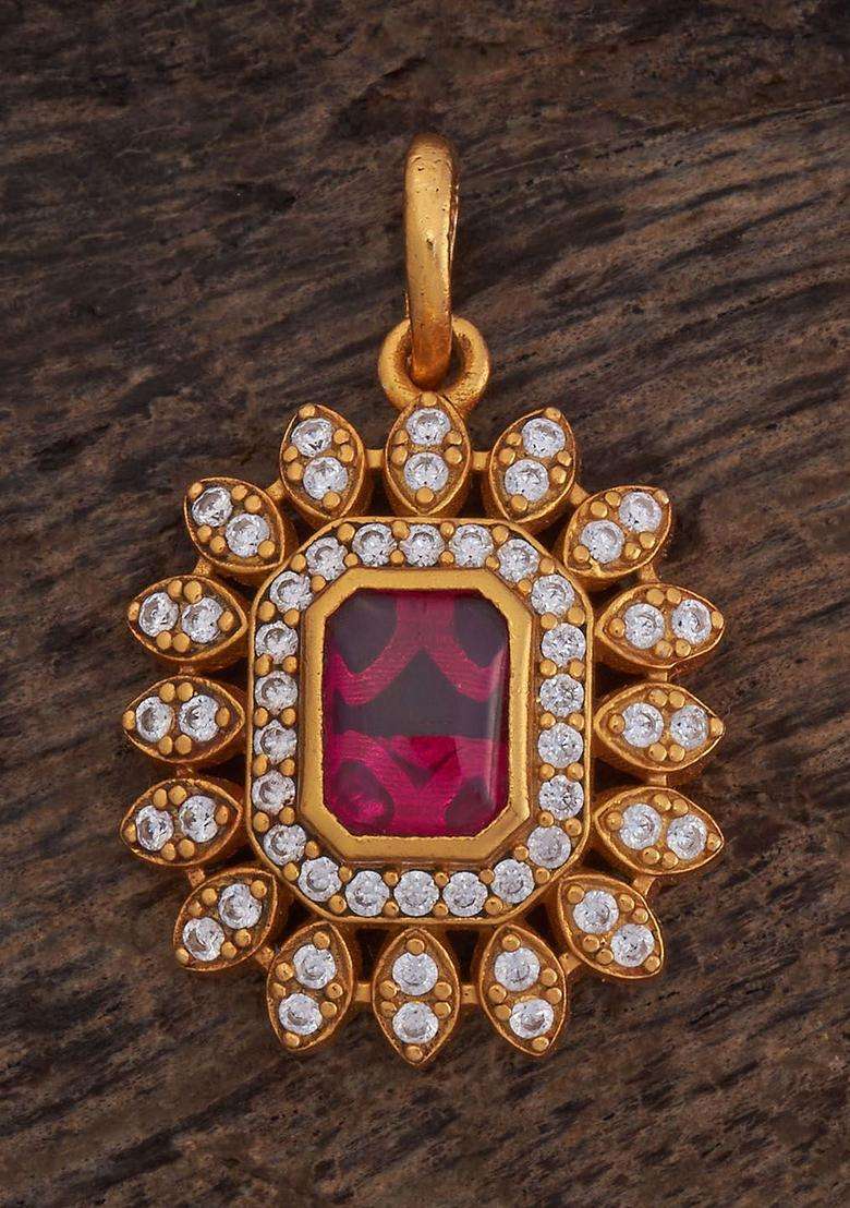 Embellished Bridal 92.5 Pure Silver Gold-Plated Square Pendants for Women | Traditional Temple Jewellery for Wedding & Festive Wear | Gift for Her - Indya
