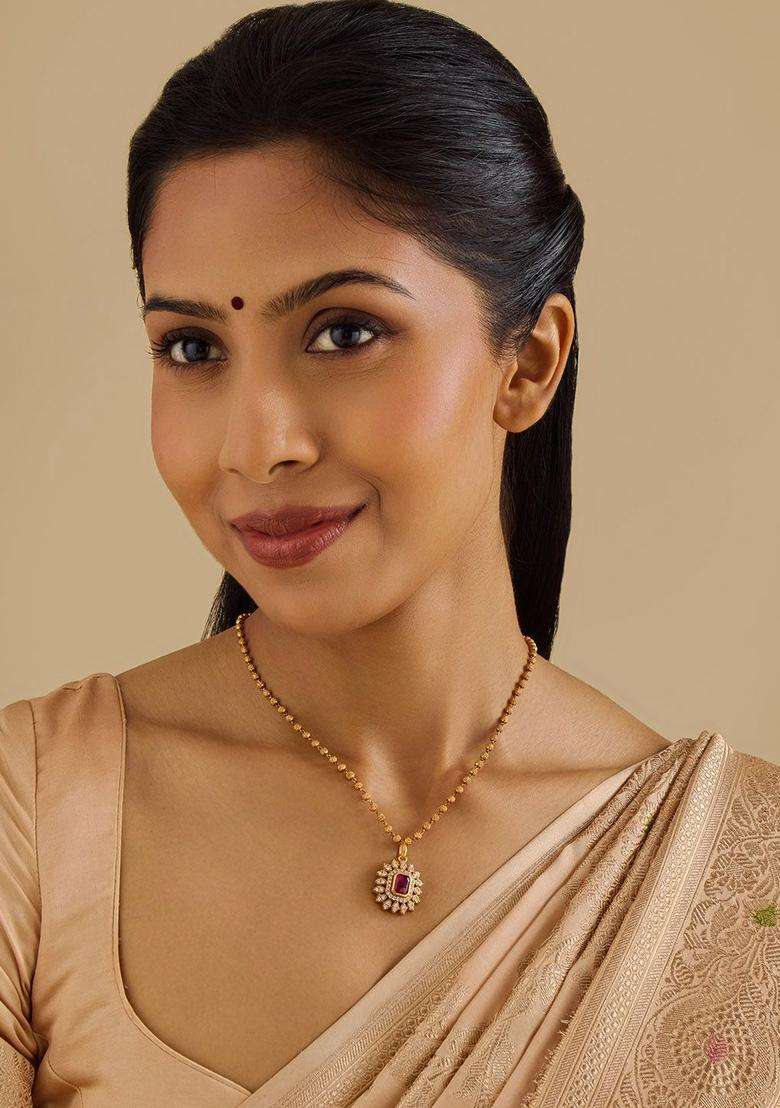Embellished Bridal 92.5 Pure Silver Gold-Plated Square Pendants for Women | Traditional Temple Jewellery for Wedding & Festive Wear | Gift for Her - Indya