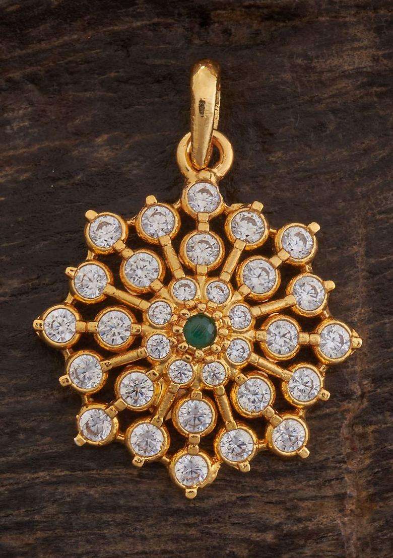 92.5 Pure Silver Gold-Plated Floral Pendant for Women | Traditional Temple Jewellery for Wedding & Festive Wear | Gift for Her - Indya