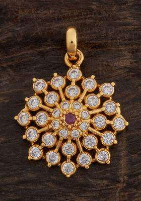 92.5 Pure Silver Gold-Plated Floral Pendant for Women | Traditional Temple Jewellery for Wedding & Festive Wear | Gift for Her