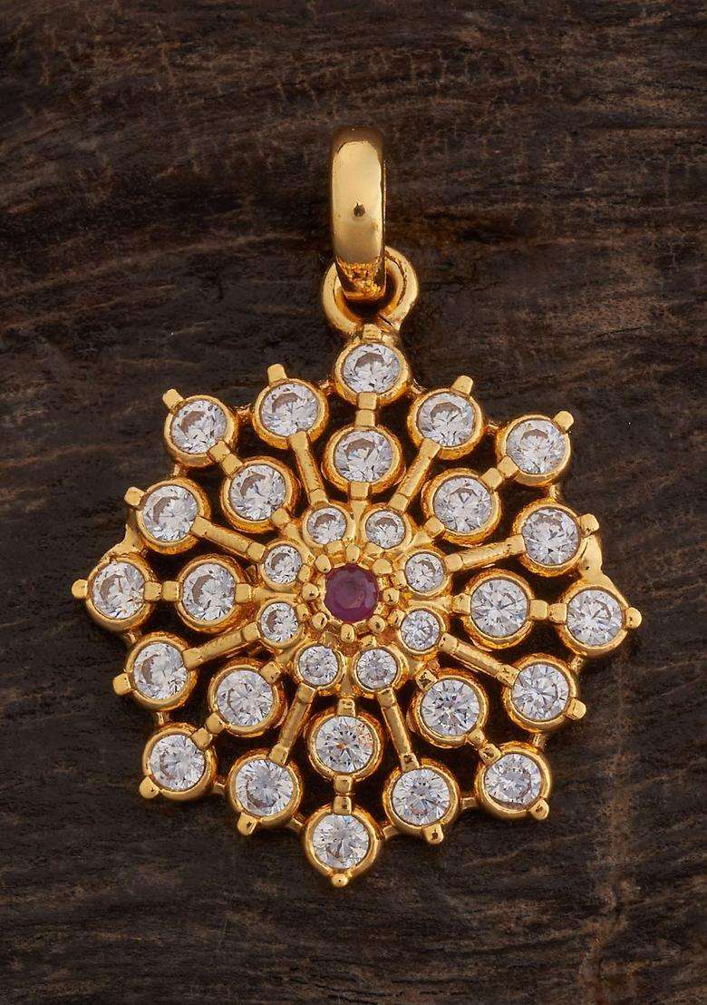 92.5 Pure Silver Gold-Plated Floral Pendant for Women | Traditional Temple Jewellery for Wedding & Festive Wear | Gift for Her - Indya