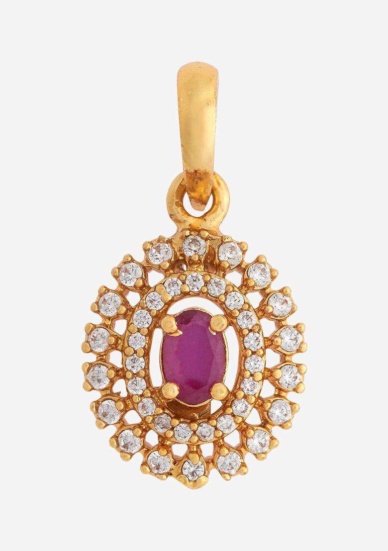 92.5 Pure Silver Gold-Plated Floral Pendants for Women | Traditional Temple Jewellery for Wedding & Festive Wear | Gift for Her - Indya